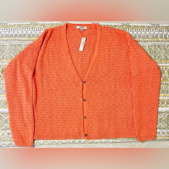 NEW MADEWELL - Open-Stitch Cardigan Sweater in Rust - Picture 5 of 10
